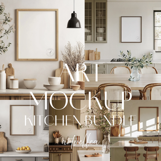Art Mockup Kitchen Bundle of Five (5) PSD JPG